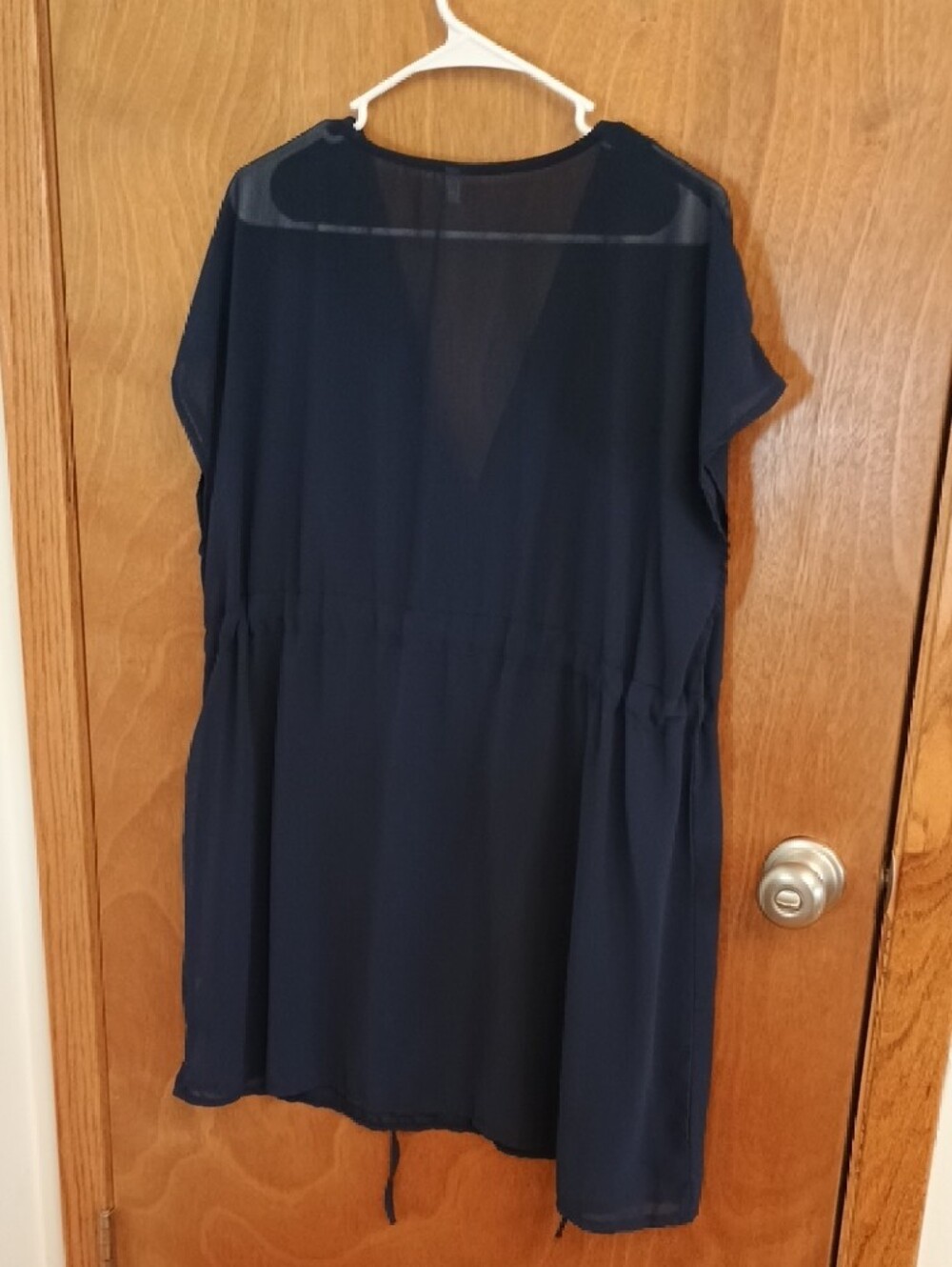 Navy V-Neck Short Sleeve Swim Cover Up - Picture 5 of 5
